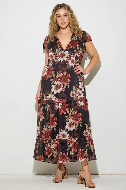 Floral Midi Dress (S-3X)