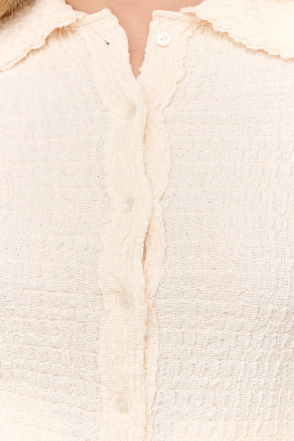 Popcorn Knit Button Up