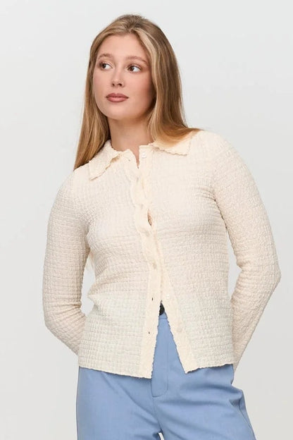 Popcorn Knit Button Up