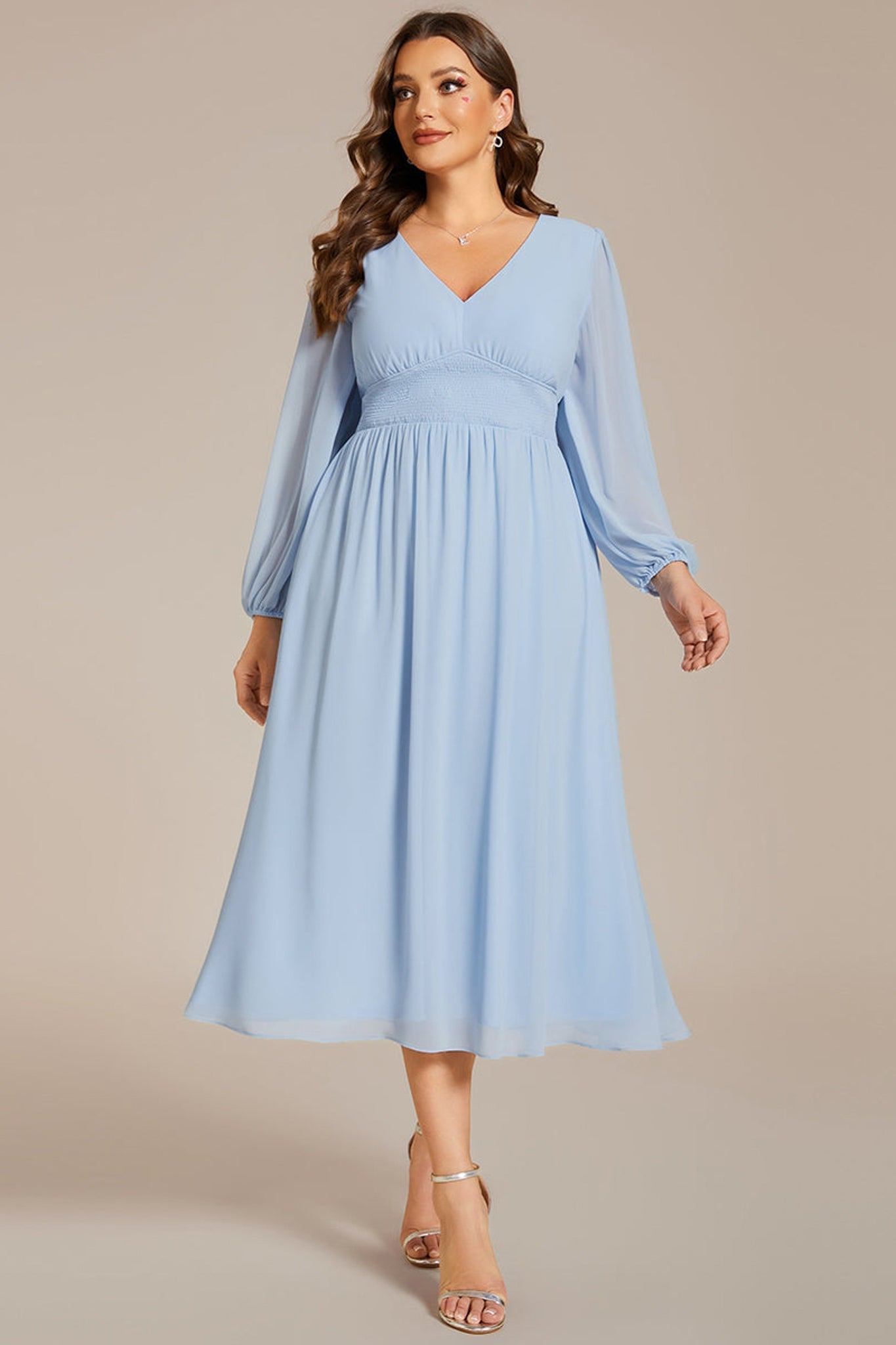 Plus size Everpretty Baby Blue chiffon Dress