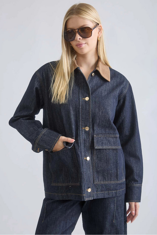 Curdoroy Collar Denim Jacket