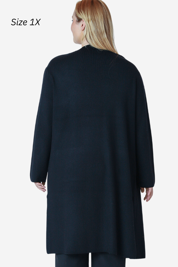 Plus size DEX black long cardigan 