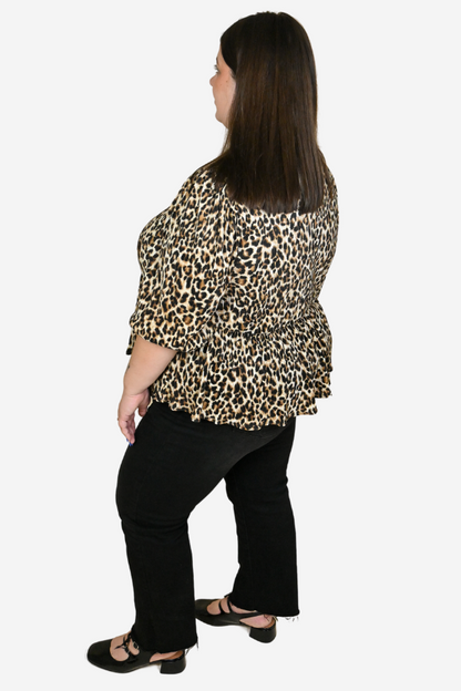 Plus size leopard tie front top 