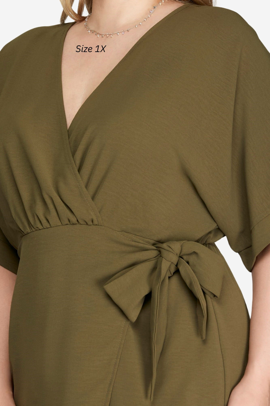 plus size green faux wrap dress event dress work dress