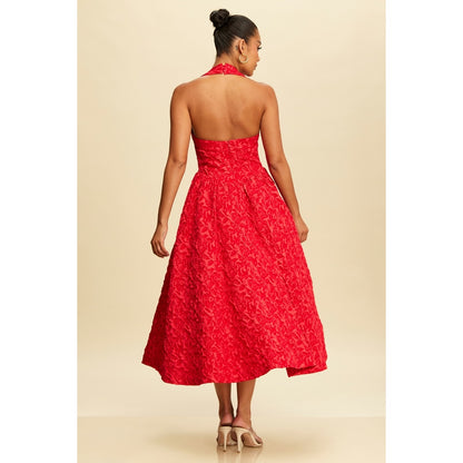 Jacquard Halter Midi Dress