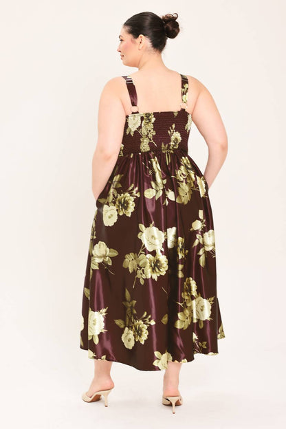 CURVE Floral Satin Midi Dress