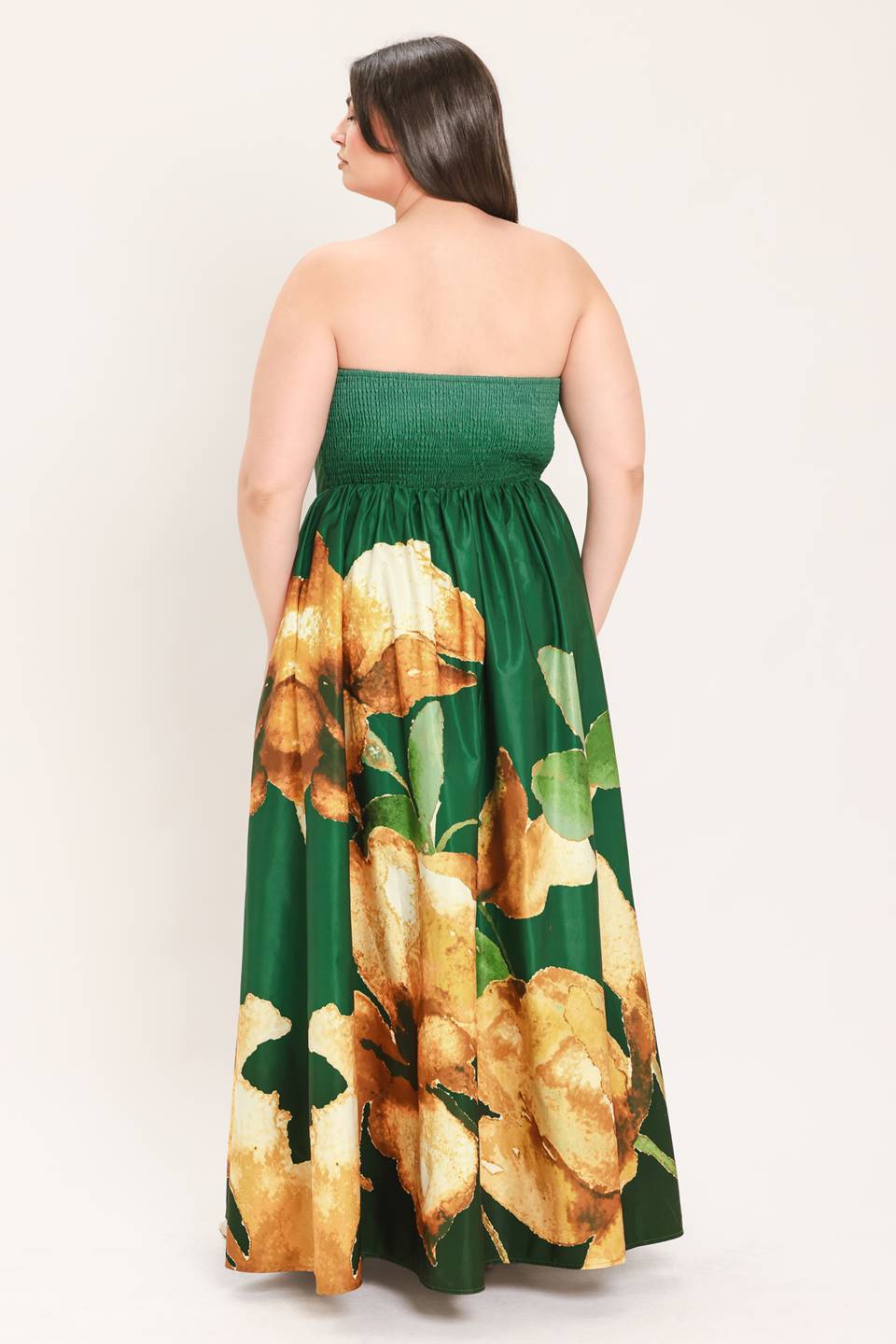 CURVE Floral Strapless Maxi Dress