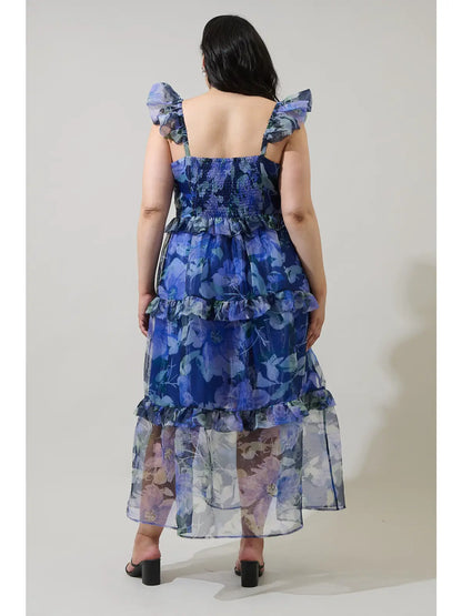 CURVE Organza Floral Midi Dress