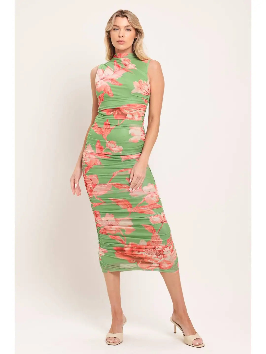Printed Mesh Bodycon Dress (S-3X)