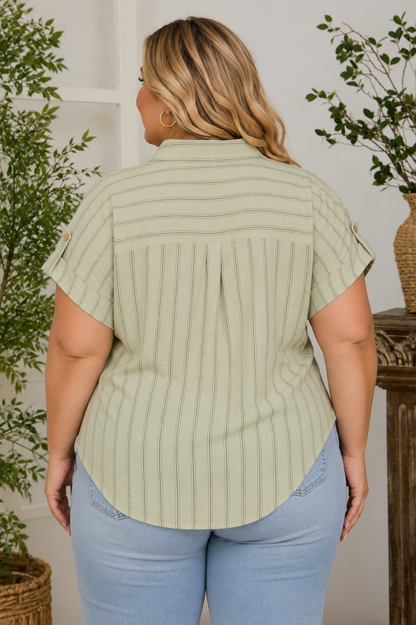 CURVE Striped Linen Top