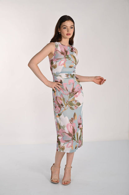 Floral Ruched Midi Dress (2-22)