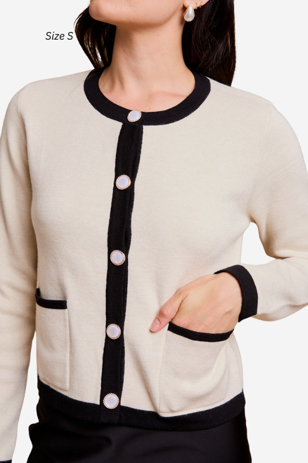 Contrast Trim Cardigan