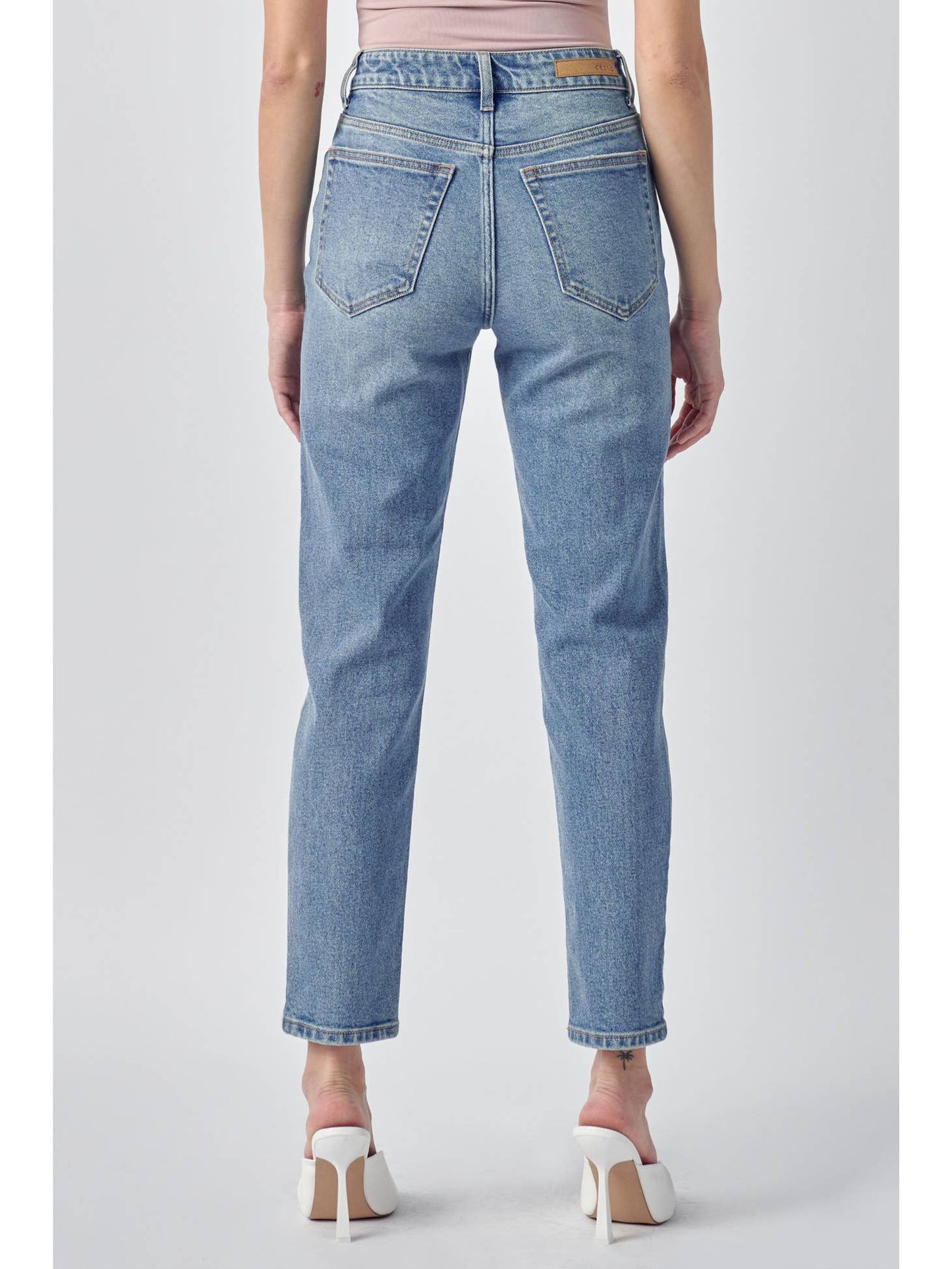 Cello High rise light wash straight jeans 