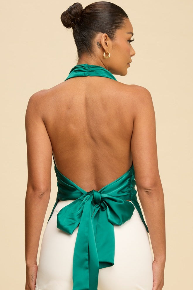 Cowl Neck Backless Top