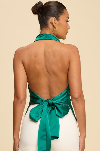 Cowl Neck Backless Top