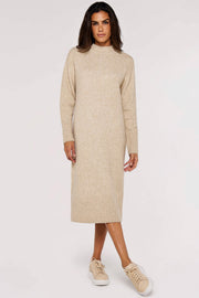 longsleeve sweater dress oatmeal knit dress soft knit mock neck dress winter luxury knit winnipeg canada
