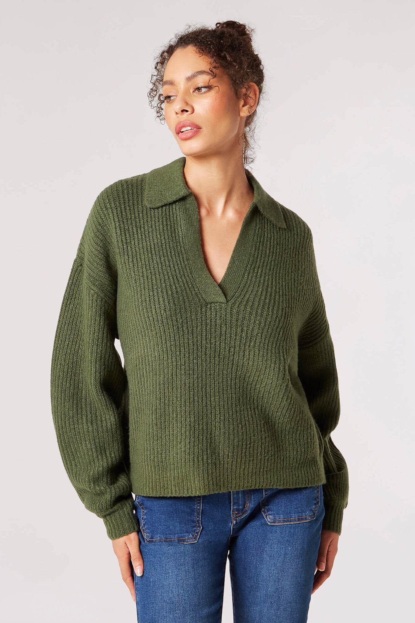 Collared Ribbed Jumper