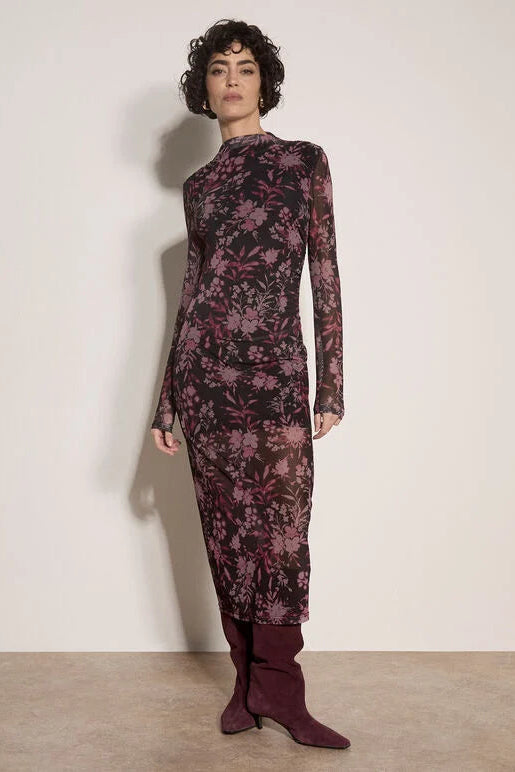 Floral Mesh Midi Dress (S-XXL)