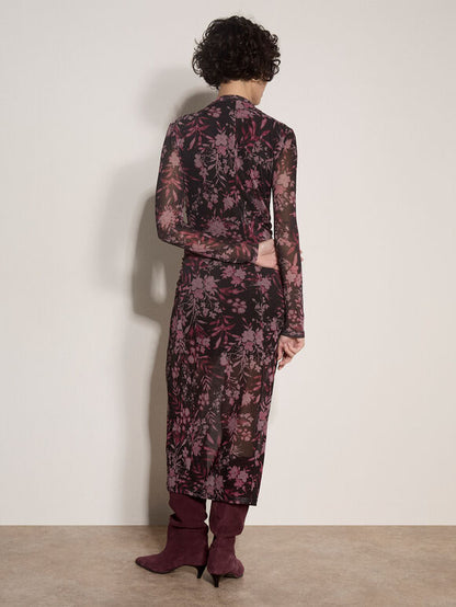 Floral Mesh Midi Dress (S-XXL)