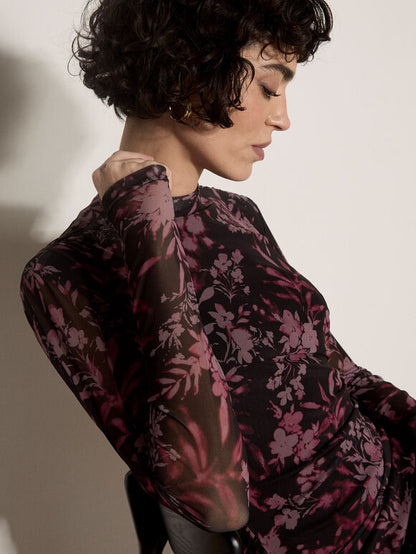 Floral Mesh Midi Dress (S-XXL)