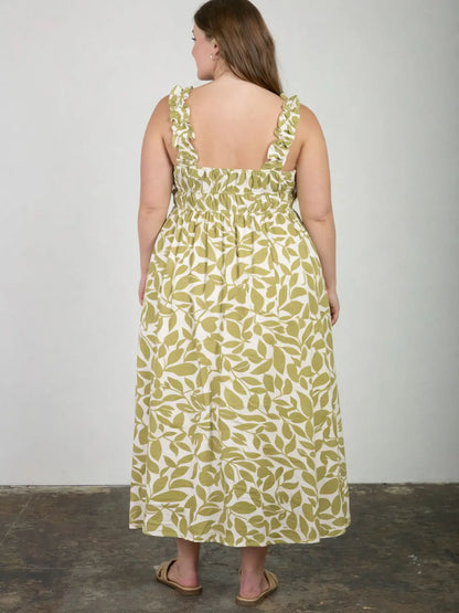 CURVE Leaf Print Midi Dress