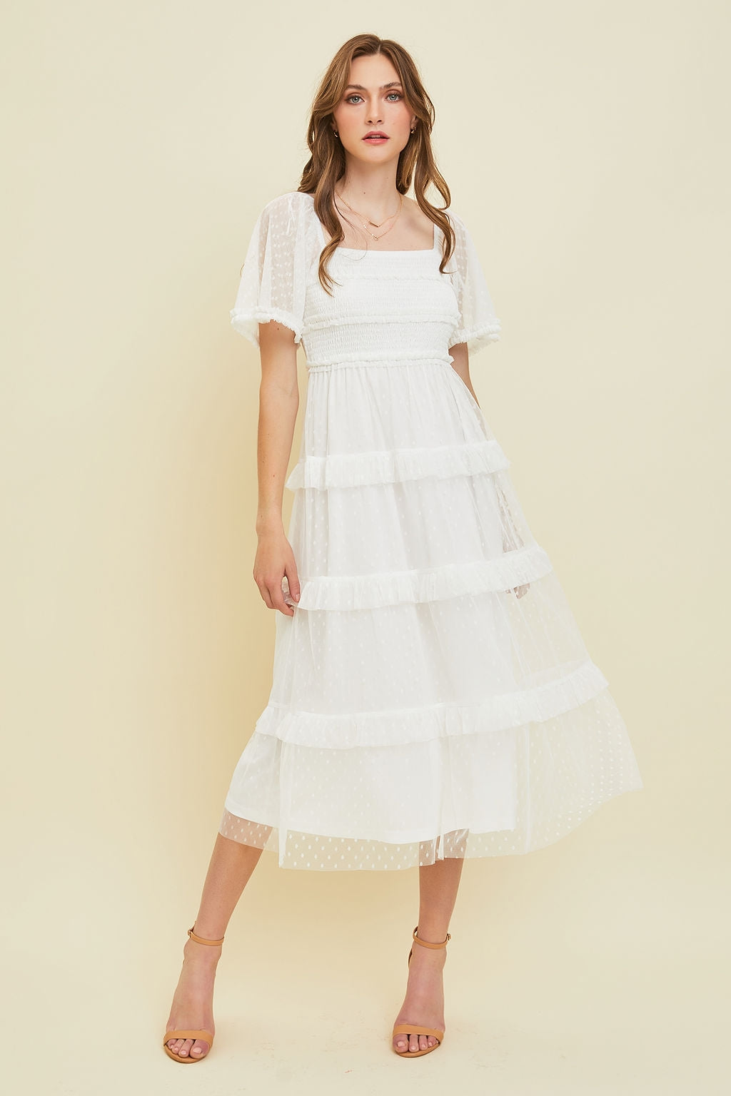 Romantic white dress for engagement party, bridal shower or rehersal dinner 