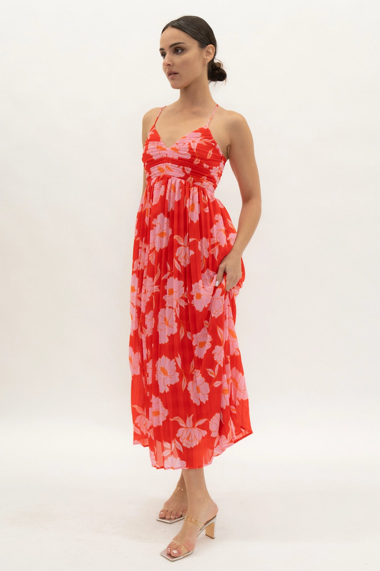 Pleated Empire Midi Dress
