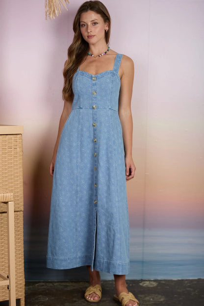 Floral Denim Midi Dress