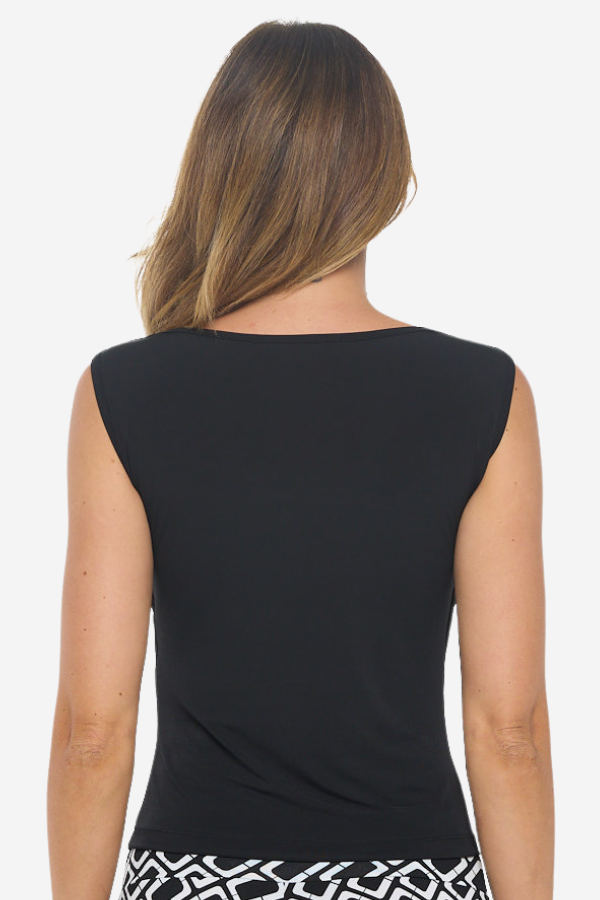 Cowl neck black tank top black going out top