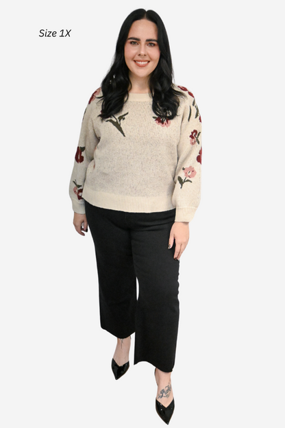 CURVE Floral Pullover Sweater