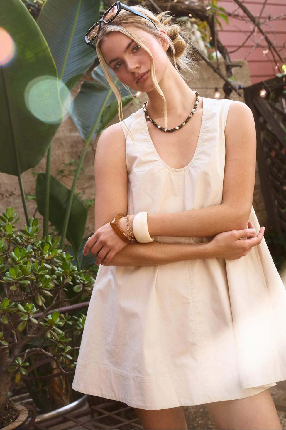 Gathered Neck Swing Dress