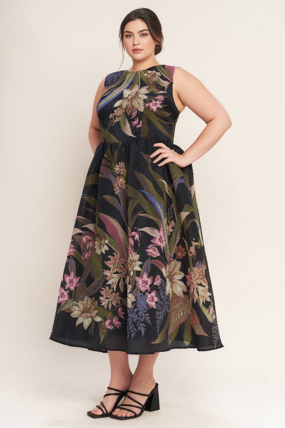 CURVE Floral Fit & Flare Midi Dress
