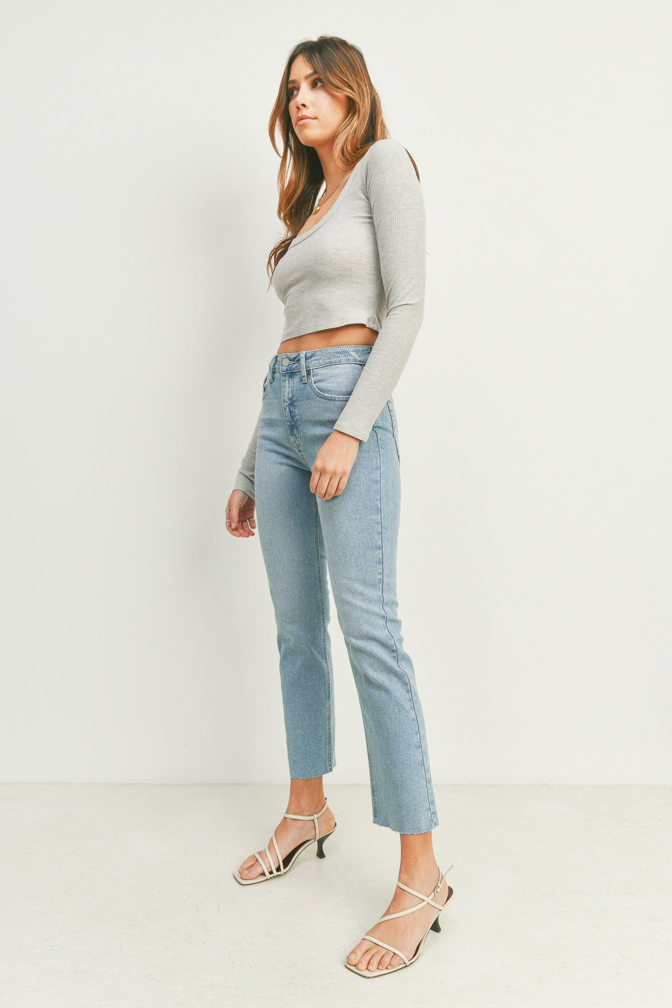 Light Wash Straight Leg Jeans