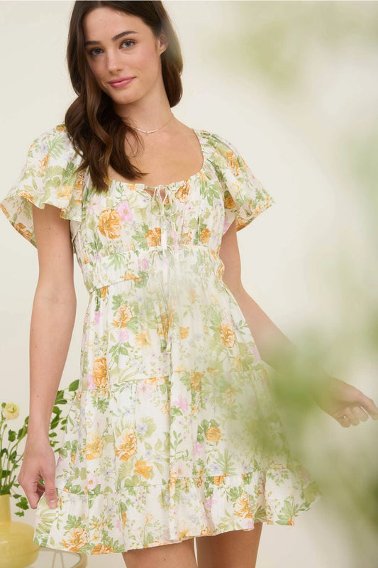 Tiered Floral Mini Dress