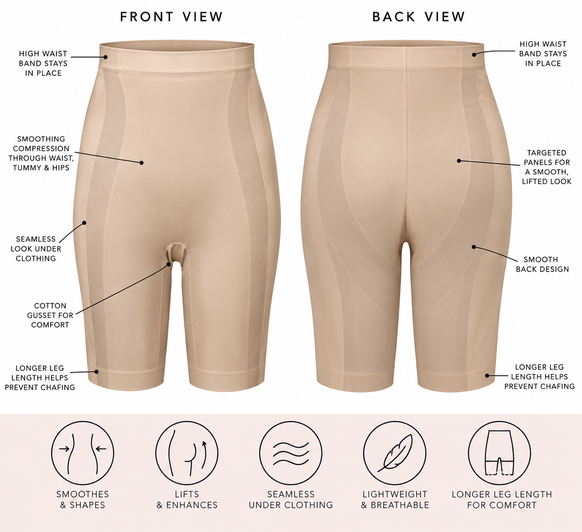 BODY HUSH Compression Shorts (S-3X)