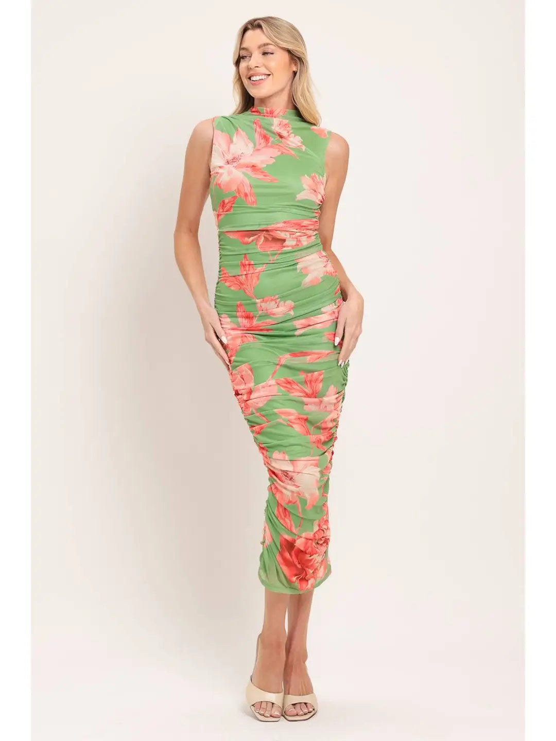 Printed Mesh Bodycon Dress (S-3X)
