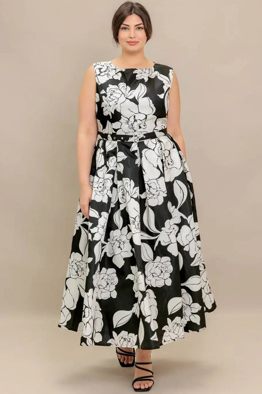 CURVE Floral Fit & Flare Midi Dress