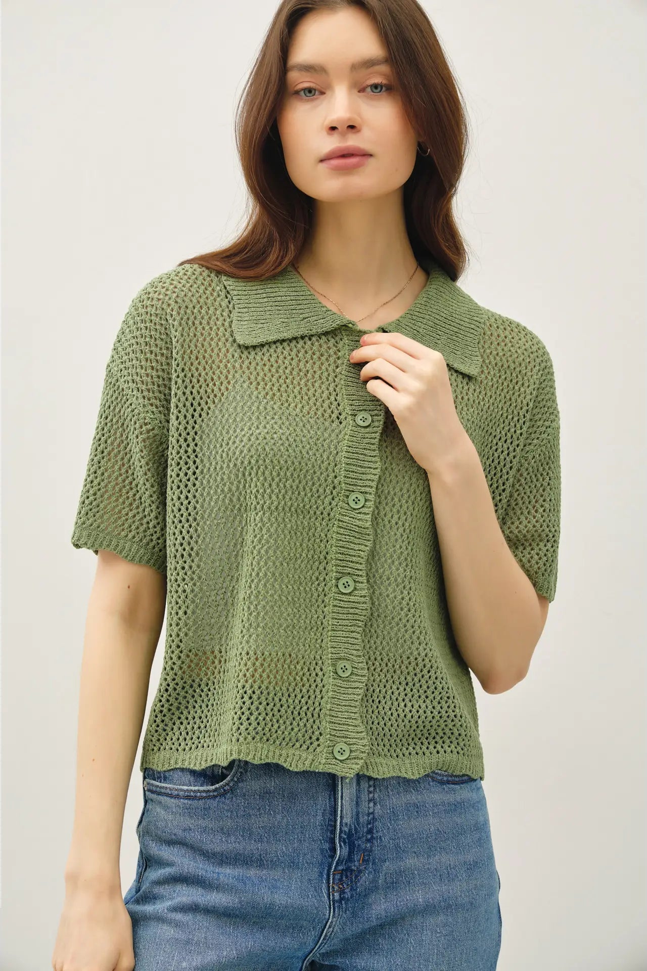 Crochet Knit SS Top