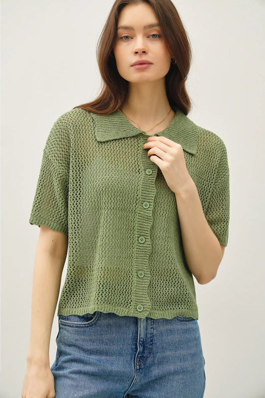 Crochet Knit SS Top