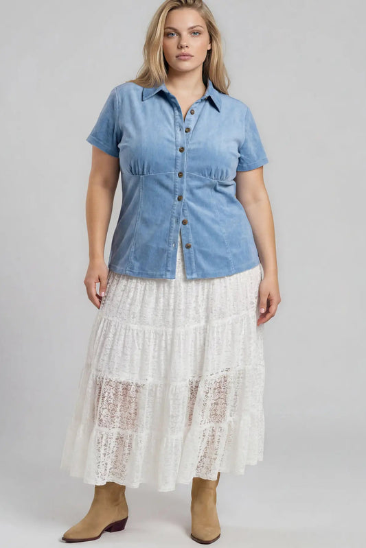 Denim SS Top (S-3X)