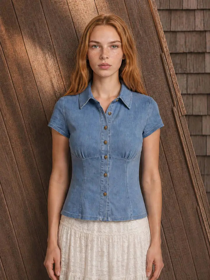 Denim SS Top (S-3X)