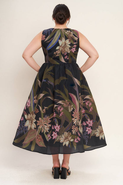 CURVE Floral Fit & Flare Midi Dress