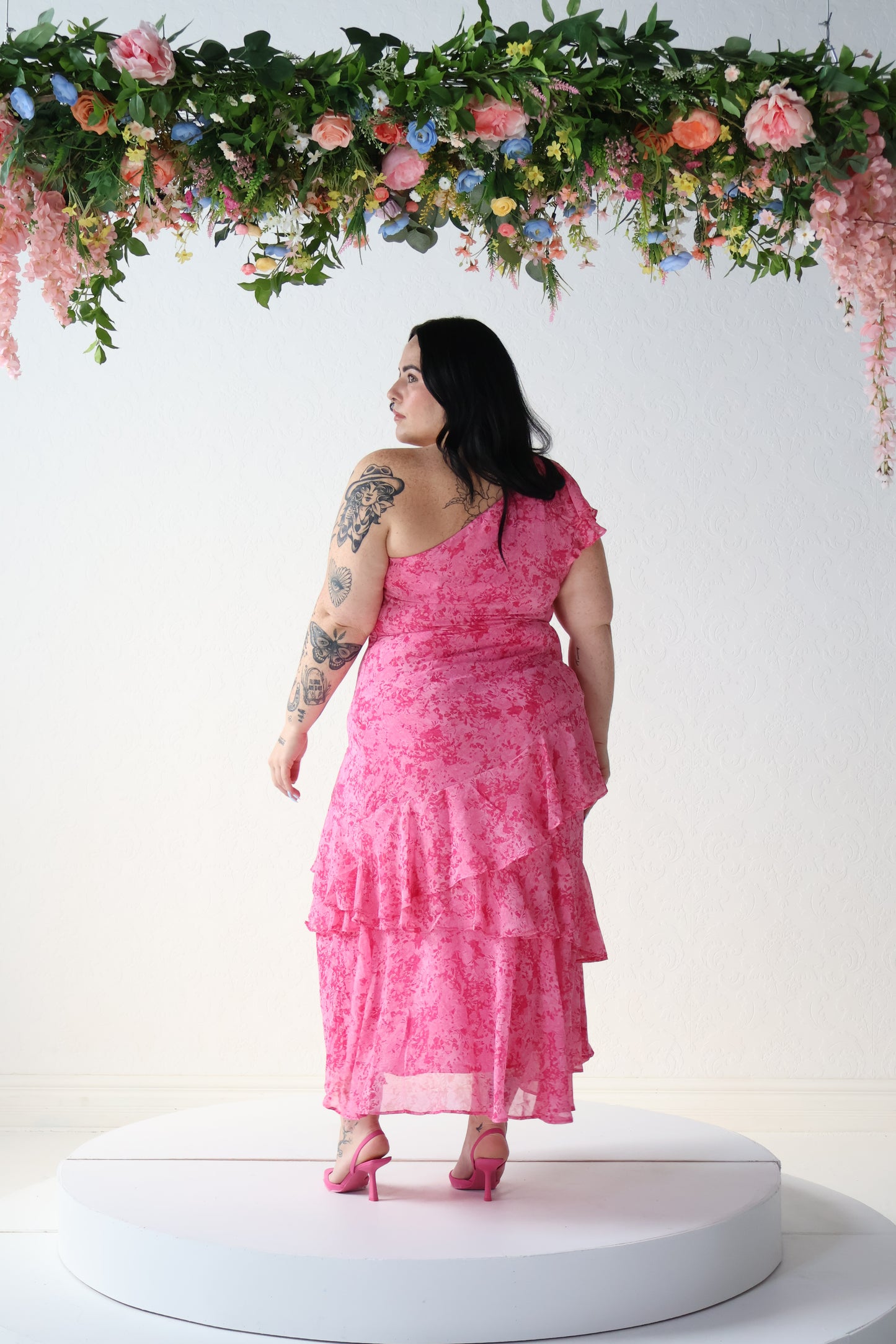 CURVE One Shoulder Floral Midi Dress