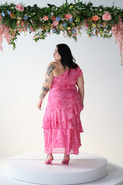 CURVE One Shoulder Floral Midi Dress