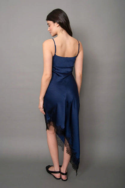 Lace Trim Satin Dress