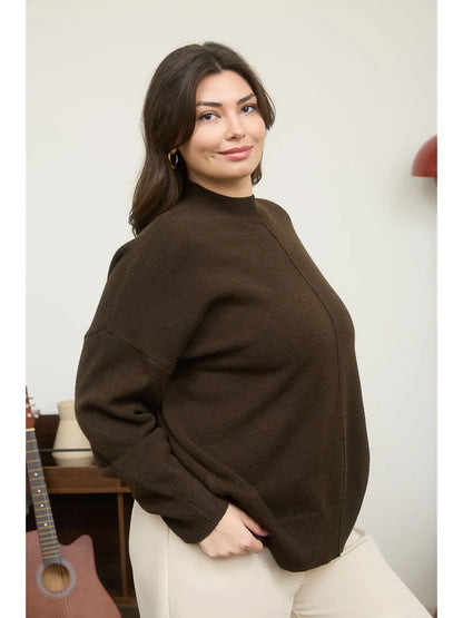CURVE Chocolate Mock Neck Sweater