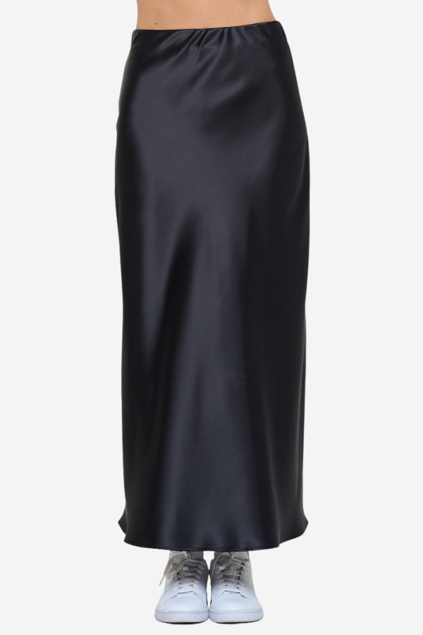 Black maxi satin slip skirt plus size 