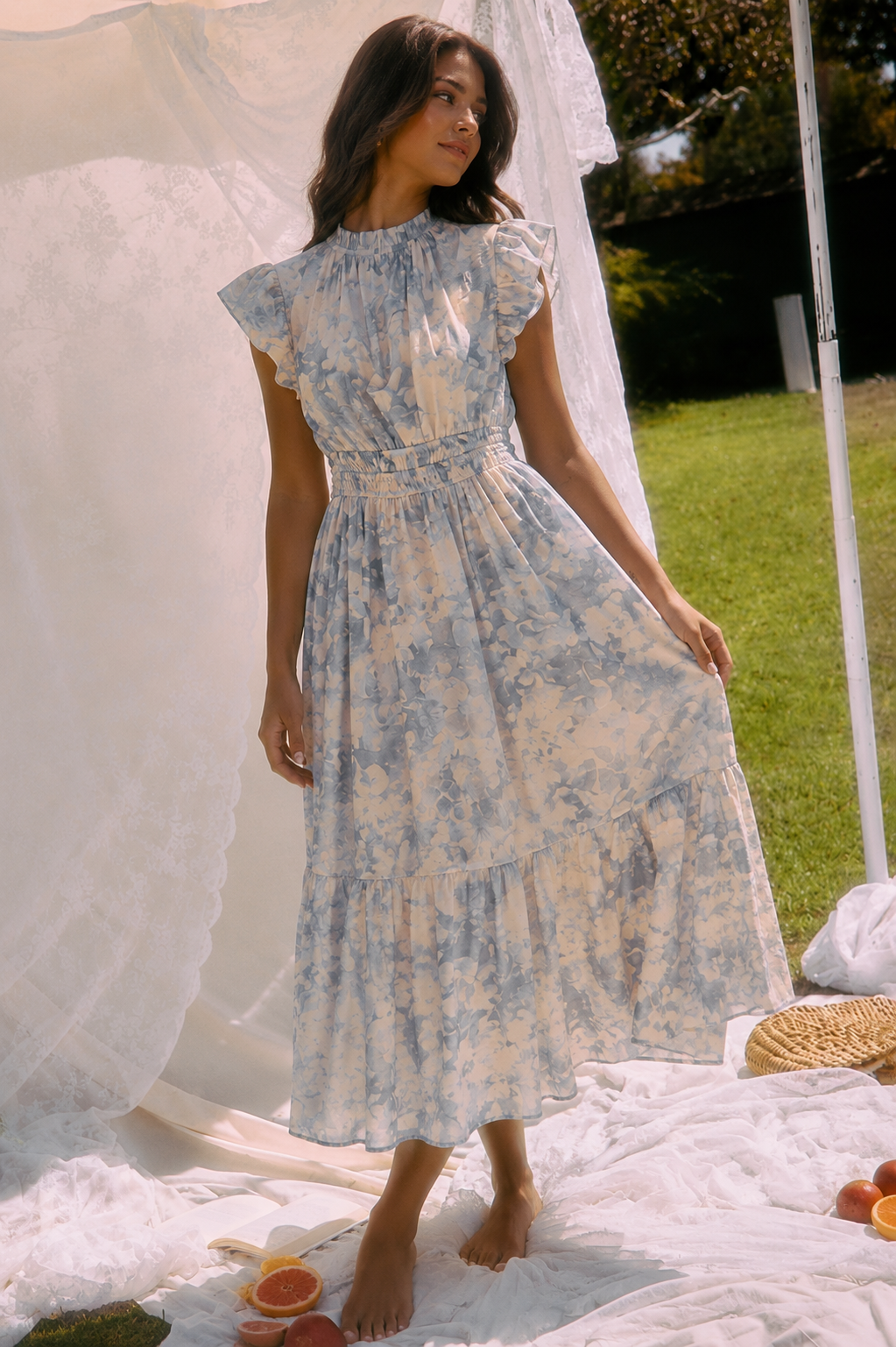 Blue Midi Dress wedding guest 