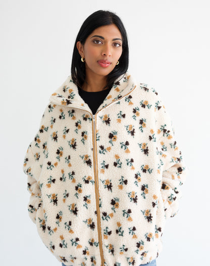 Floral Sherpa Jacket (S-3X)