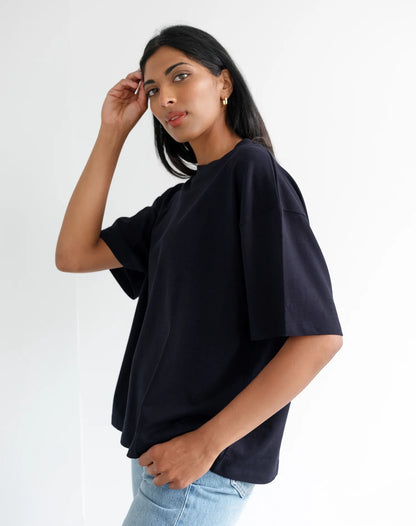Brunette the label boxy tee navy, Plus size tshirts winnipeg, 

